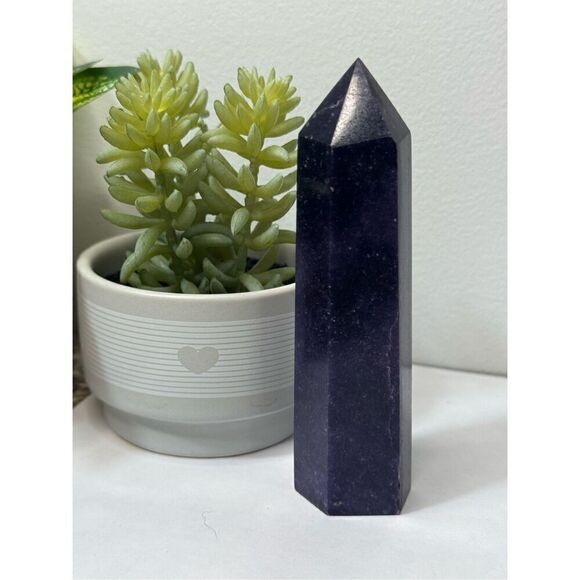 Natural Dark Lepidolite Tower - Picture 1 of 8